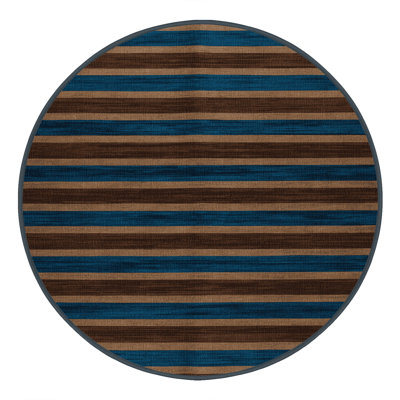 Machine Washable Horizontal Stripes Brown Area Rug