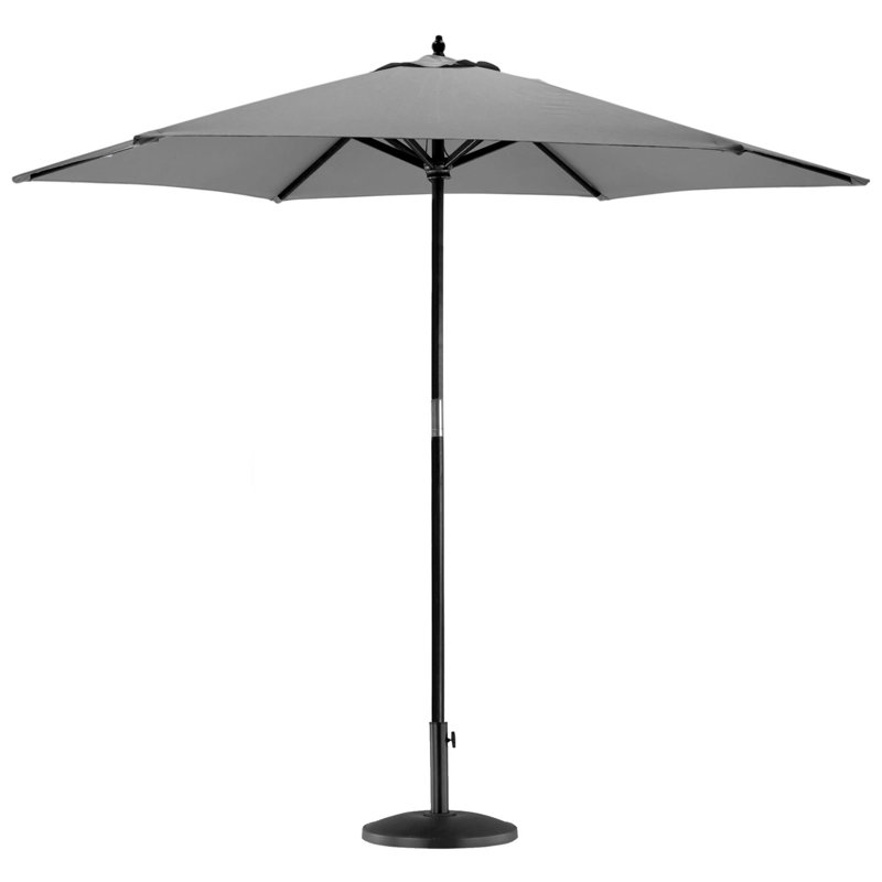 Wooden Garden Parasol & Base - 2.7m, Black, Grey