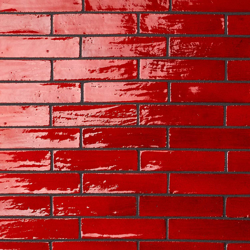 Emery 2x8 Handmade Crackled Glossy Terracotta Subway Tile