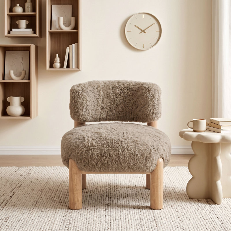 Chaise d'appoint rembourrée en tissu Lana, Brun