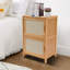 Table de chevet moderne en bambou à 2 tiroirs avec ventilations et pieds surélevés, capacité de charge de 15 kg-2040898097