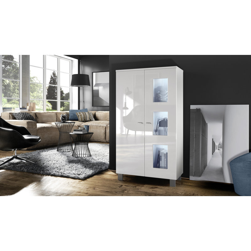 Display Cabinet, White/White, With