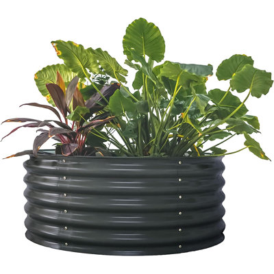 17" Tall Round Metal Outdoor Raised Garden Bed