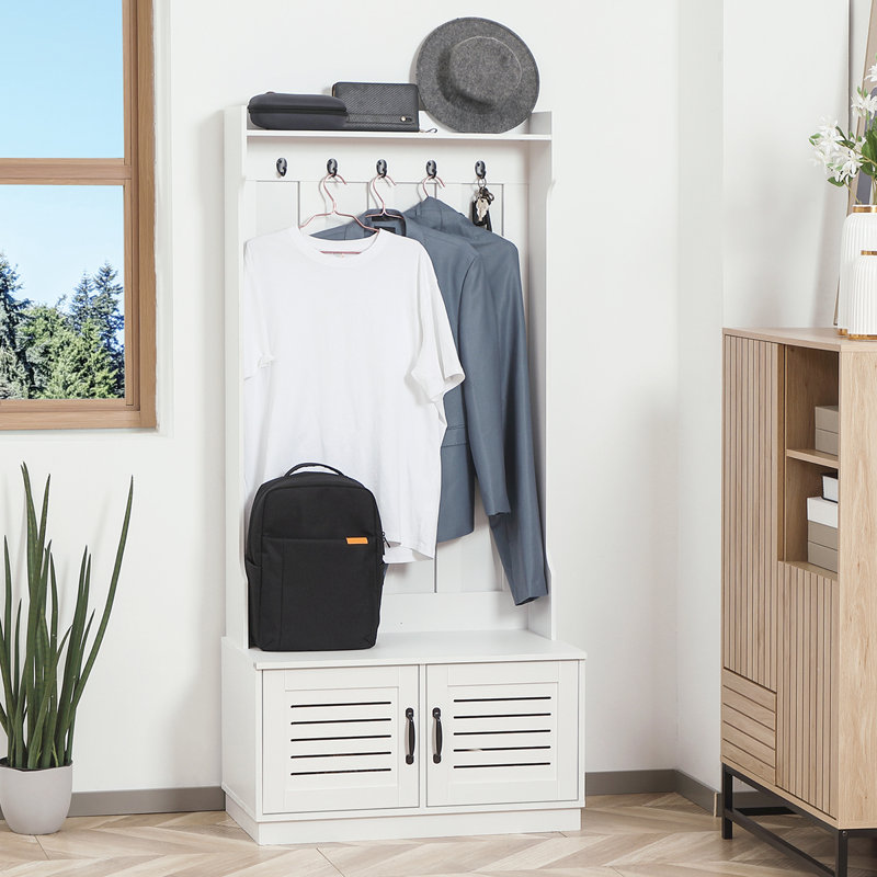 Support de rangement polyvalent avec banc à chaussures et crochets pour ranger vos essentiels