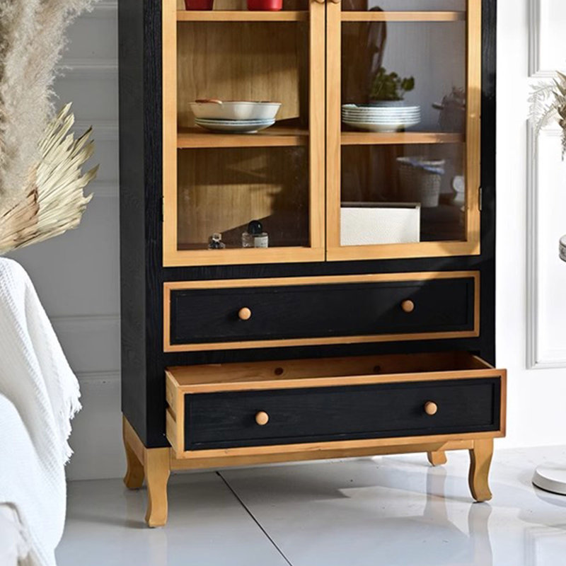 Vitrines en bois massif Burlywood, Noir