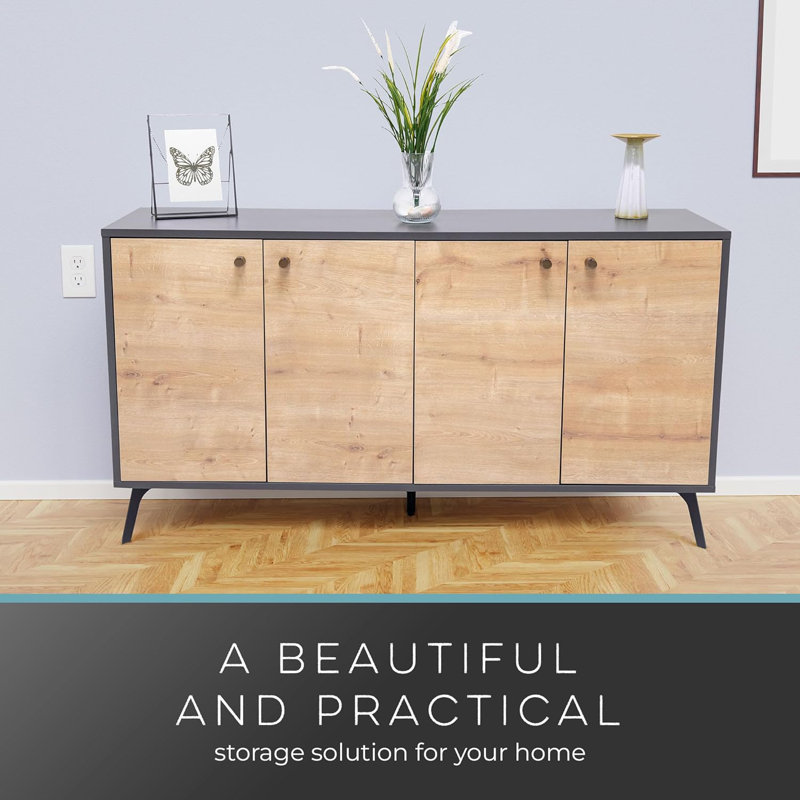 Emma 4 Door Sideboard Gray, Gray