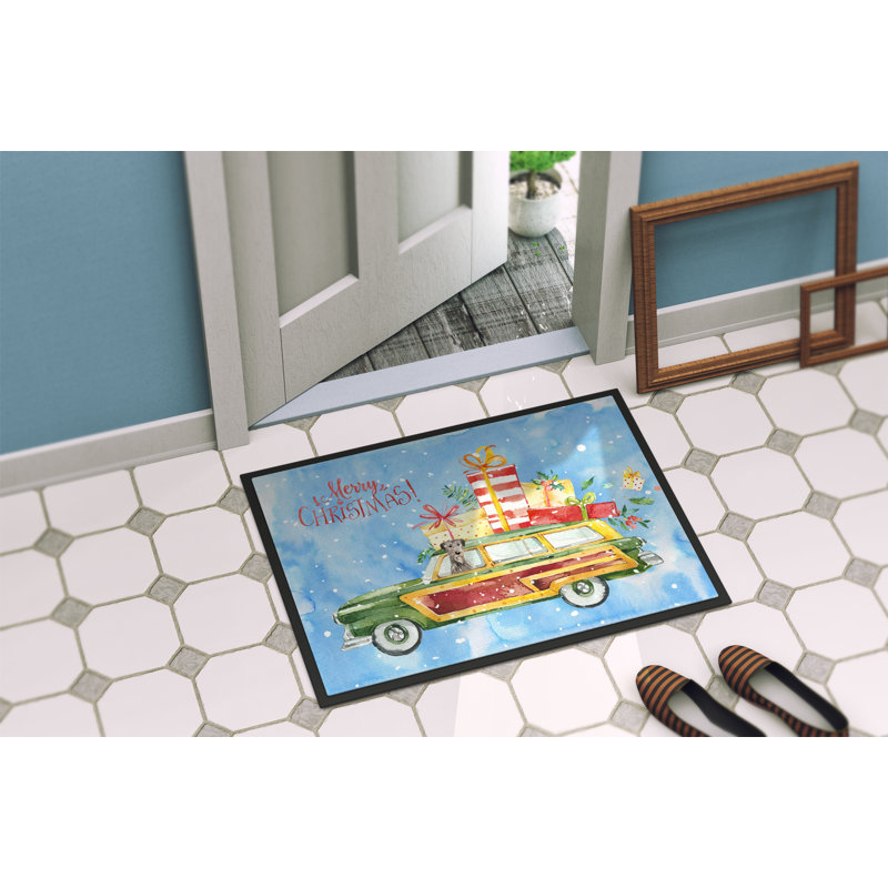 Trishelle Non-Slip Christmas Outdoor Doormat, 0.2" H x 36" W x 24" D, Irish Wolfhound