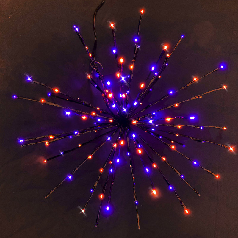 32in Spritzers LED Twinkle Lantern, Purple/Orange, 24" H x 24" L x 24" W