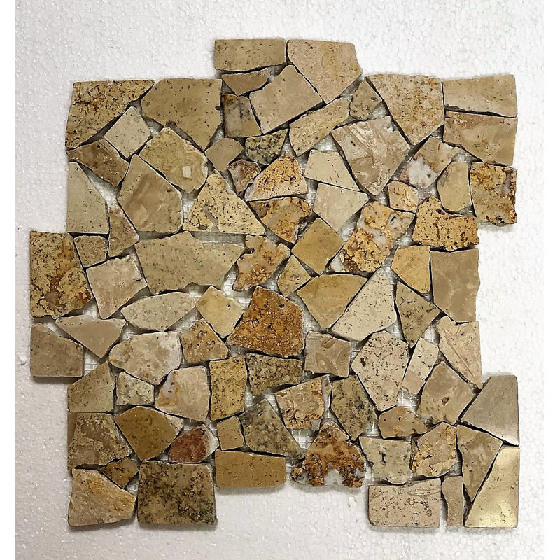 Carreaux de mosaïque en travertin de taille aléatoire en brun clair/beige