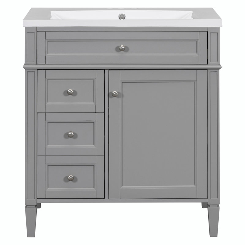 Meuble-lavabo simple avec plateau Sahori, Gris