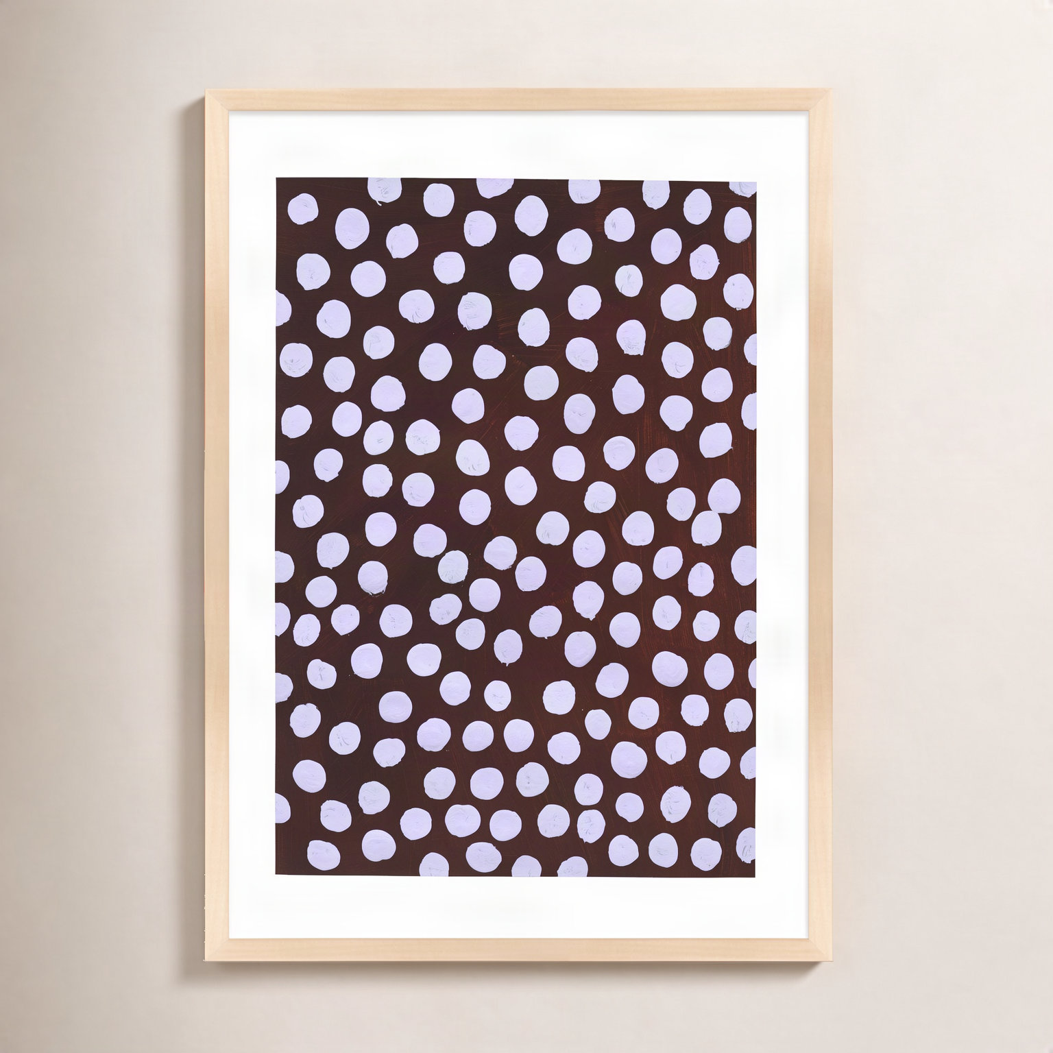 Navi "Lilac on Maroon" Painting, 38" H x 26.5" W x 1.25" D, Brown