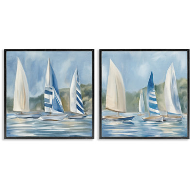 Voiliers sur l'eau calme, ensemble de 2 giclées par Kim Allen