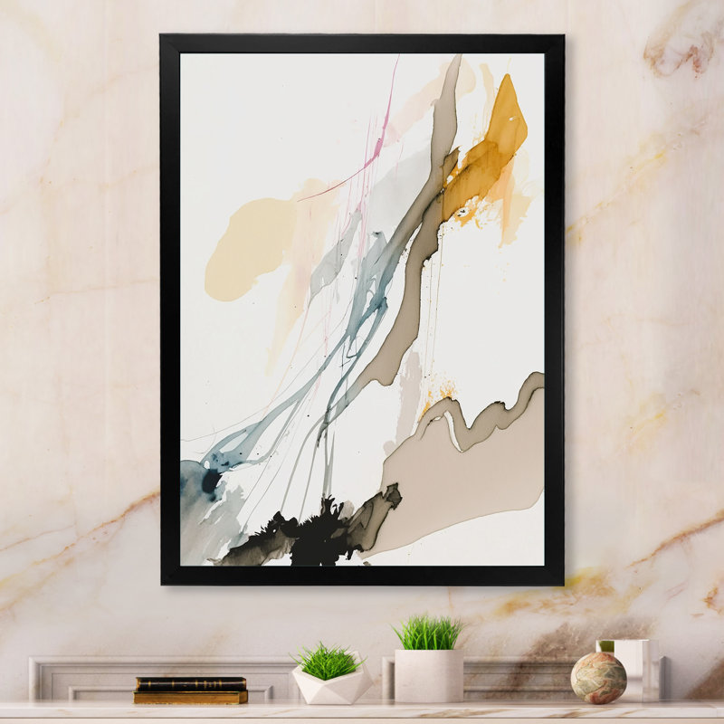 «Mustard Yellow Secrets VII», reproduction sur toile, H 44 po x l 34 po x P 1,5 po, Impression noire sur toile encadrée