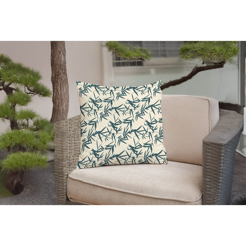 Coussin décoratif en bambou, Turquoise poudreux, Carré 18 po