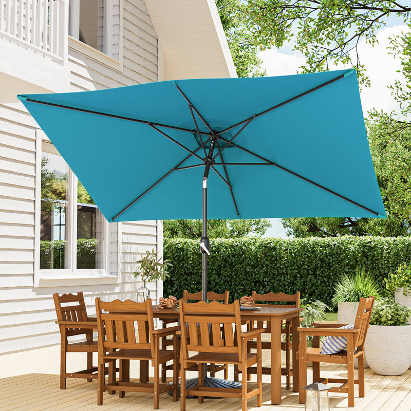 Parasol de marché rectangulaire 120 po x 78 po Doralia, Bleu