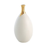 Dipped Golden Crackle/White Slender Vase-Sm