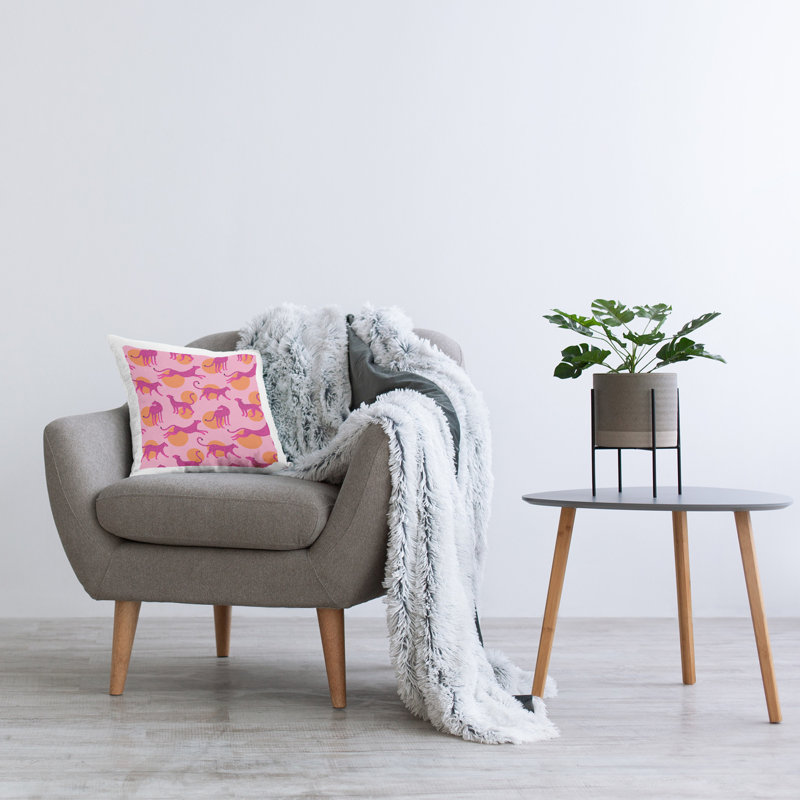 Pink and Orange Leopard Print Square Throw Pillow Set