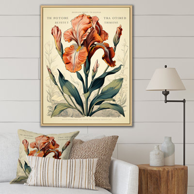 Iris rouge, illustration rétro sur toile
