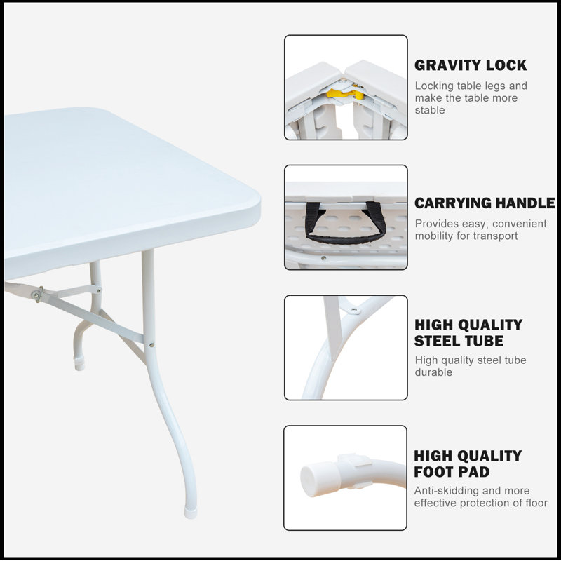 Leanda Rectangular Plastic Outdoor Folding Camping Table