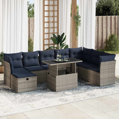Wicker 8 - Person Garden Lounge Set with Cushions