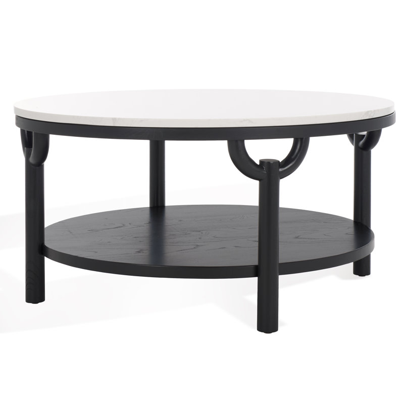 Puck Marble Top Single Coffee Table, Black