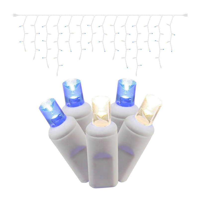 LED Single Mold Wide Angle Icicle Christmas light Set, Blue/White