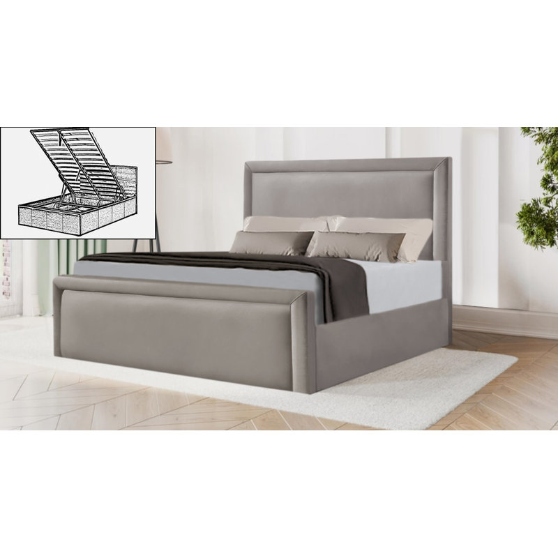 Milan Upholstered Ottoman Storage Bed, Silver, Kingsize (5')