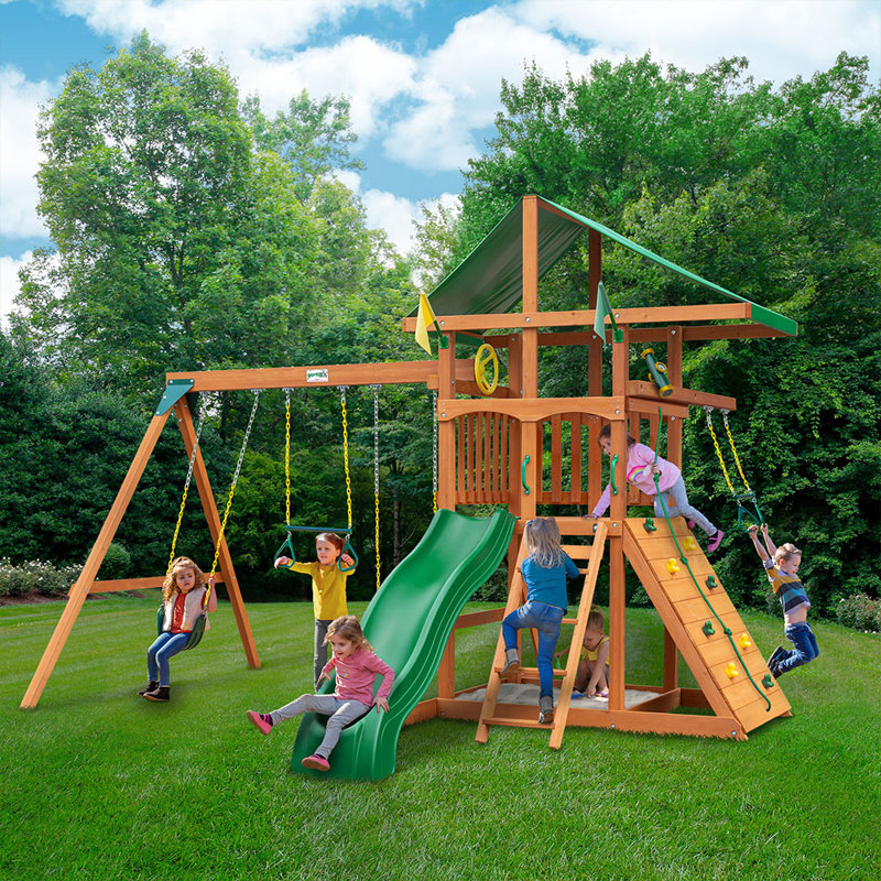 Avalon Swing Set with Trapeze Arm, Canopy Roof, No