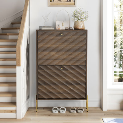 Shoe Cabinet, Mid-Century Modern Freestanding Shoe Cabinet, Freestanding Organizer With Metal Legs, Suitable For Entry, Hallway And Entryway