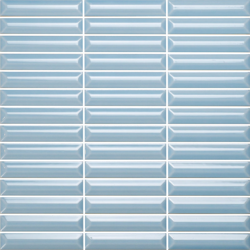 Carreau mural brillant 4 po x 12 po Hashi, Bleu clair