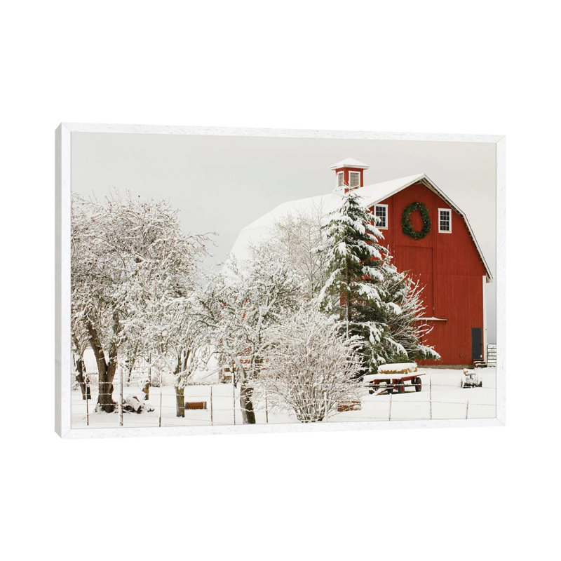 Festive Barn by Danita Delimont - Print on Canvas, 66.04 cm H x 45.72 cm W, White Framed