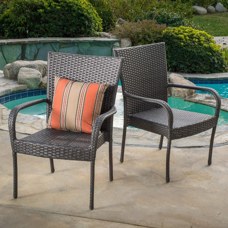 Chaise d'extérieur en osier de patio, Gris