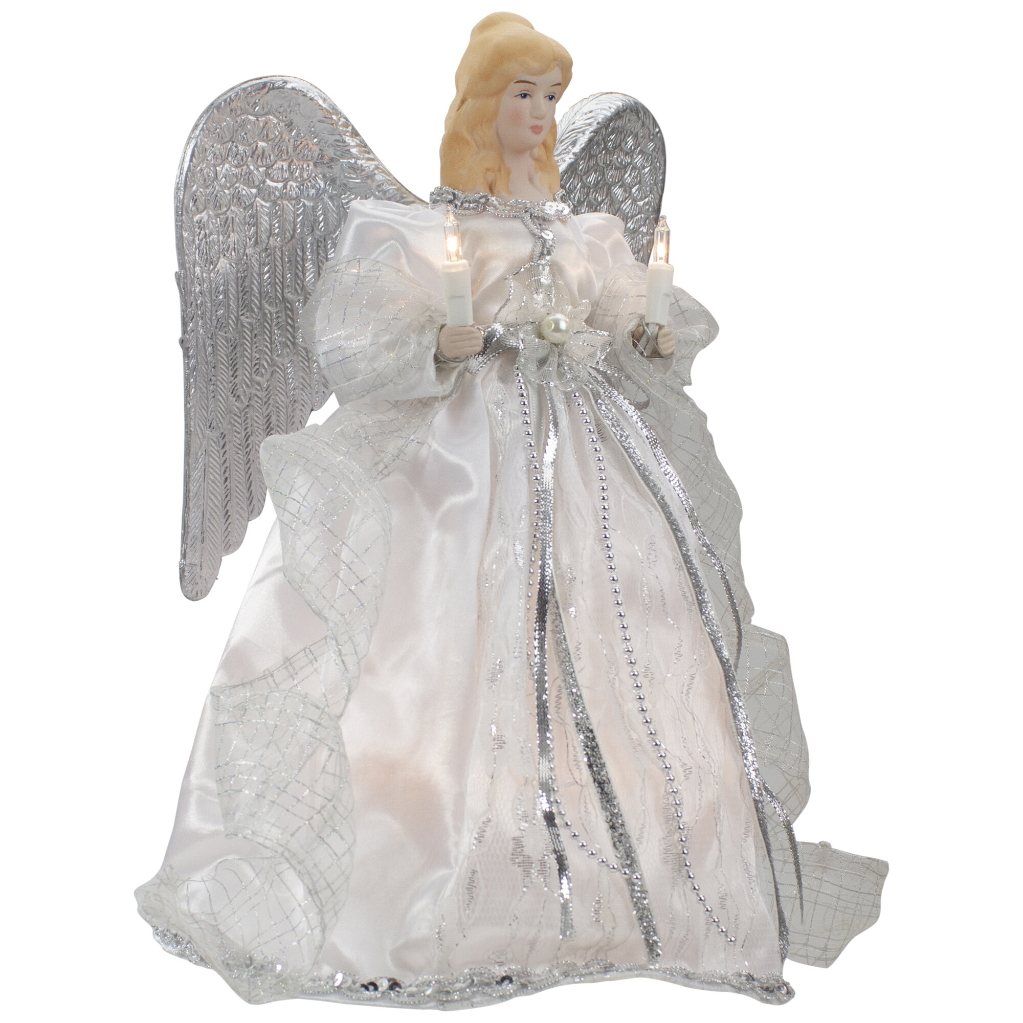 Northlight 18 Lighted White And Silver Angel In A Dress Christmas