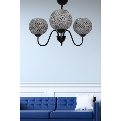 Lustre avec abat-jour en forme de globe à 3 lumières