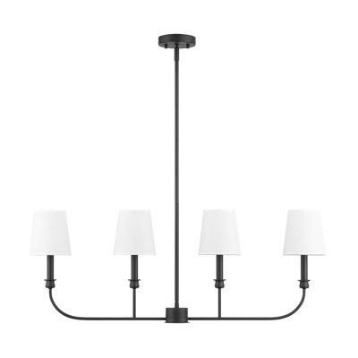 Billet 4-Light  Linear Chandelier with Fabric Shades