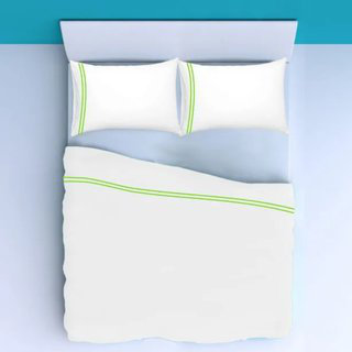 400TC Double Embroidery Sateen Solid Cotton 4 Piece Sheet Set Fitted Sheet Fits Upto 16" Deep Pocket, Full XL Sheet Set