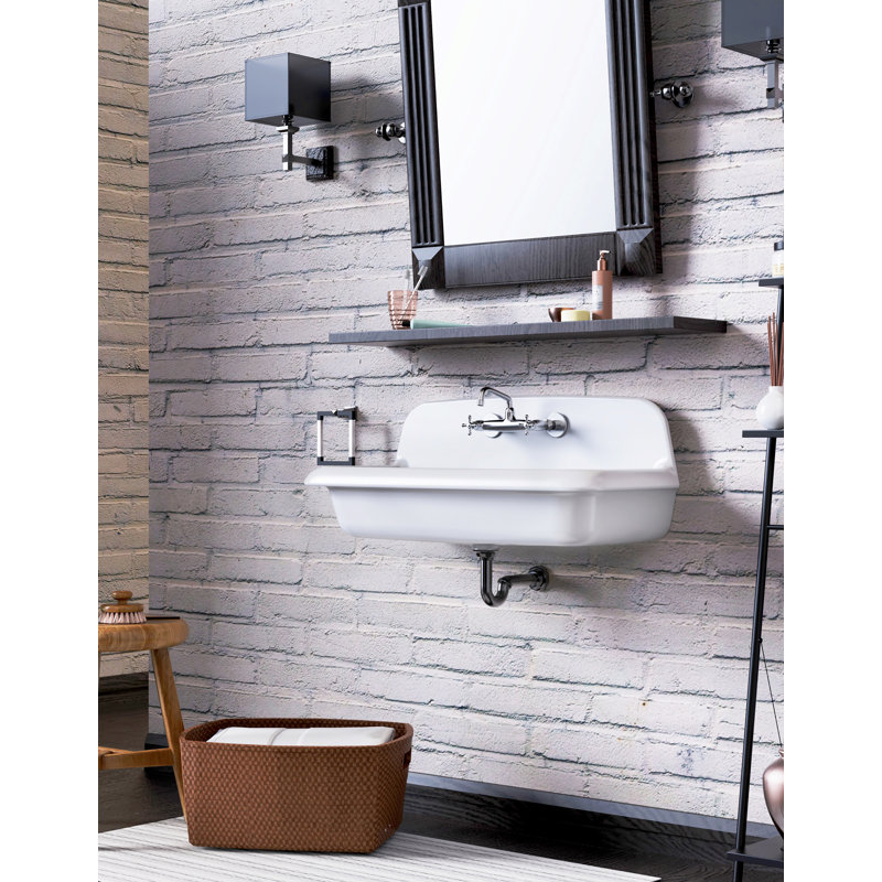 Évier de cuisine mural à haut dossier en porcelaine blanche ELLAI 36 po x 18 po x 15 po