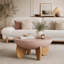 Table basse ronde moderne avec plateau en forme de bol, pieds en bois massif, finition lisse peinte, assemblage facile pour les petits espaces, rose et noyer