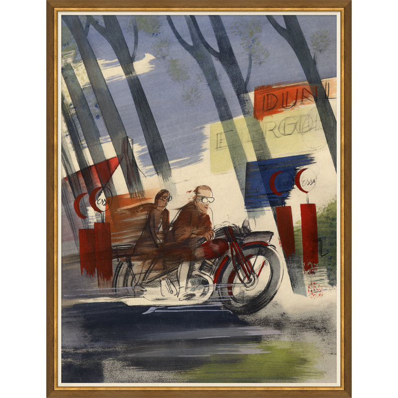 Le Moto par Milivoj Uzelac - Peinture encadrée sur papier