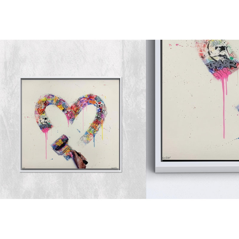 «Modern Banksy Love Heart Graffiti», reproduction d'art sur toile, toile blanche encadrée 1P