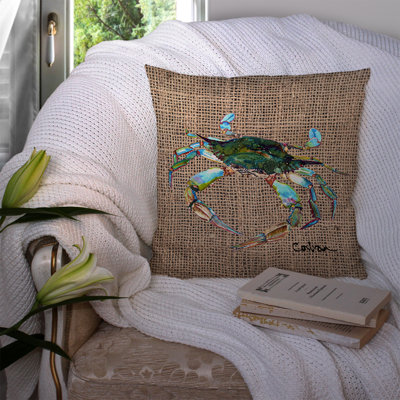 Crab Indoor/Outdoor Brown Throw Pillow