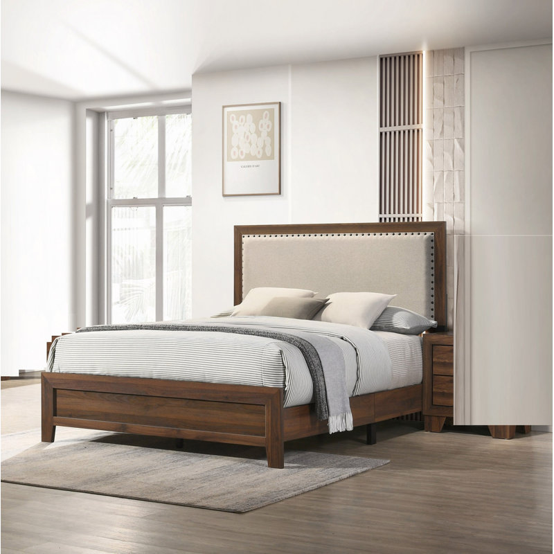 Mobilier de chambre à coucher en bois, Grand lit, Brun