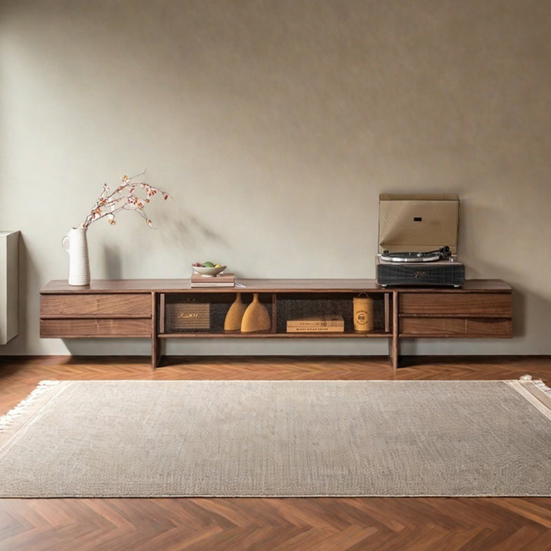 Meuble télé en bois de noyer noir, H 15,74 po x L 70,86 po x l 15,74 po