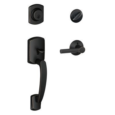 Greenwich Handleset With Single Cylinder Deadbolt And Broadway Door Lever And Rosette