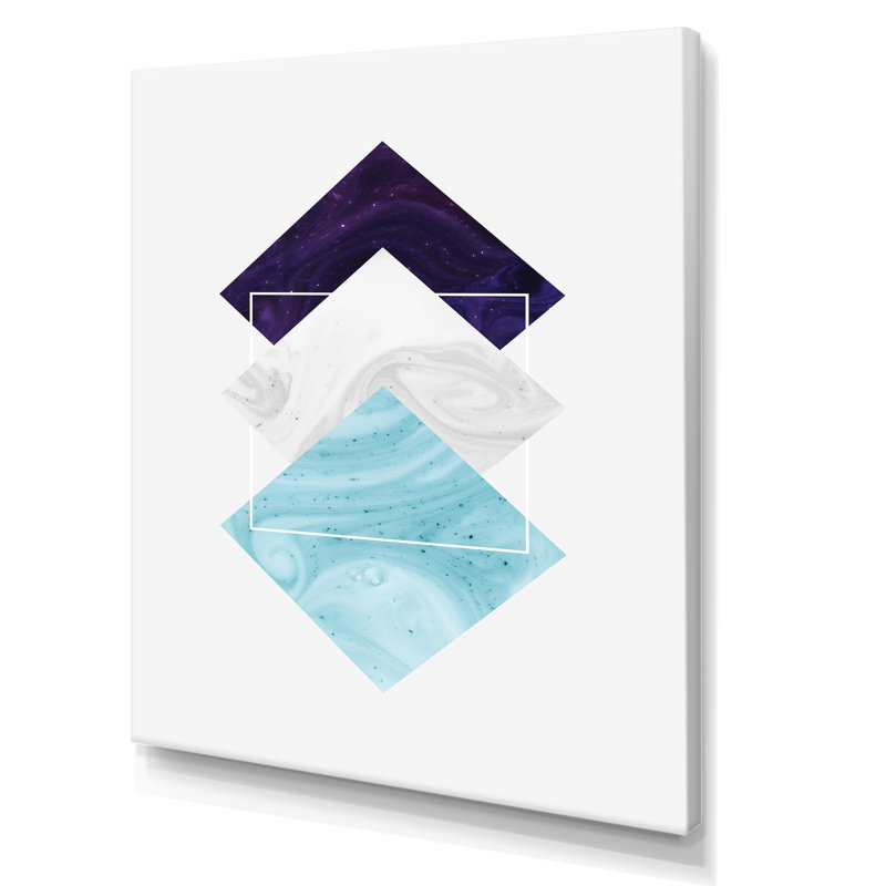 «Create Design White Blue - Mid-Century Modern», œuvre d'art sur toile, Toile tendue, H 20 po x l 12 po x P 1 po