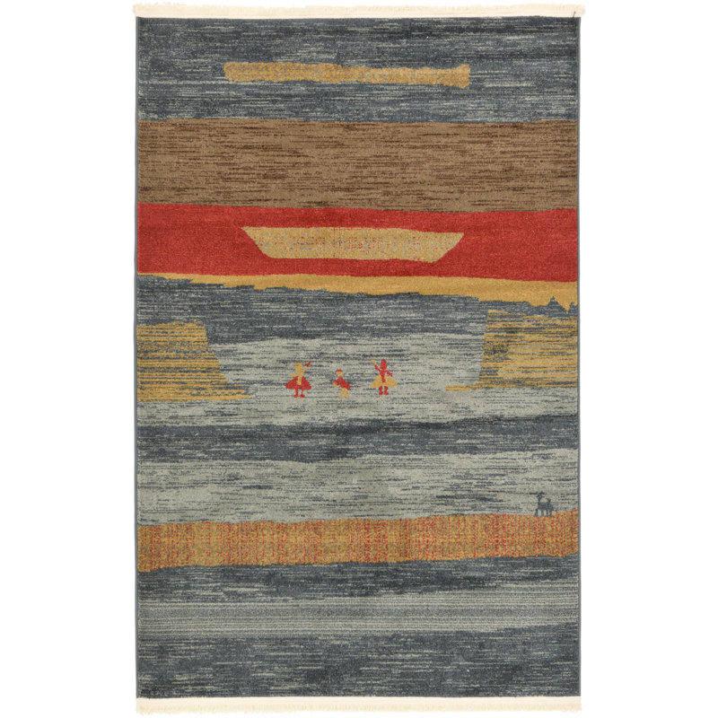 Tapis géométrique Abrigail, Rectangle 4 pi 1 po x 6 pi 1 po