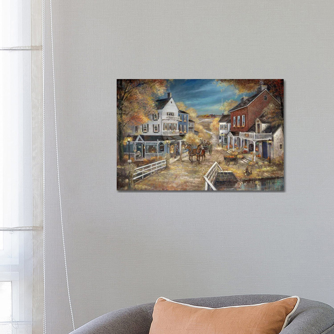 Harvest Village von Ruane Manning - Galerie-verpackte Leinwand Giclée auf Leinwand