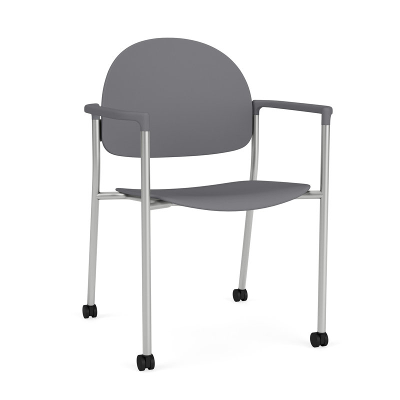 Chaise d'invité à chat avec roulettes, Argent, Poly silex gris