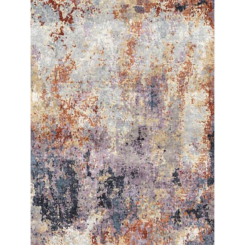 Floor Art hand-knotted Bamboo Silk Rust/Purple Area Rug, 10'X14'