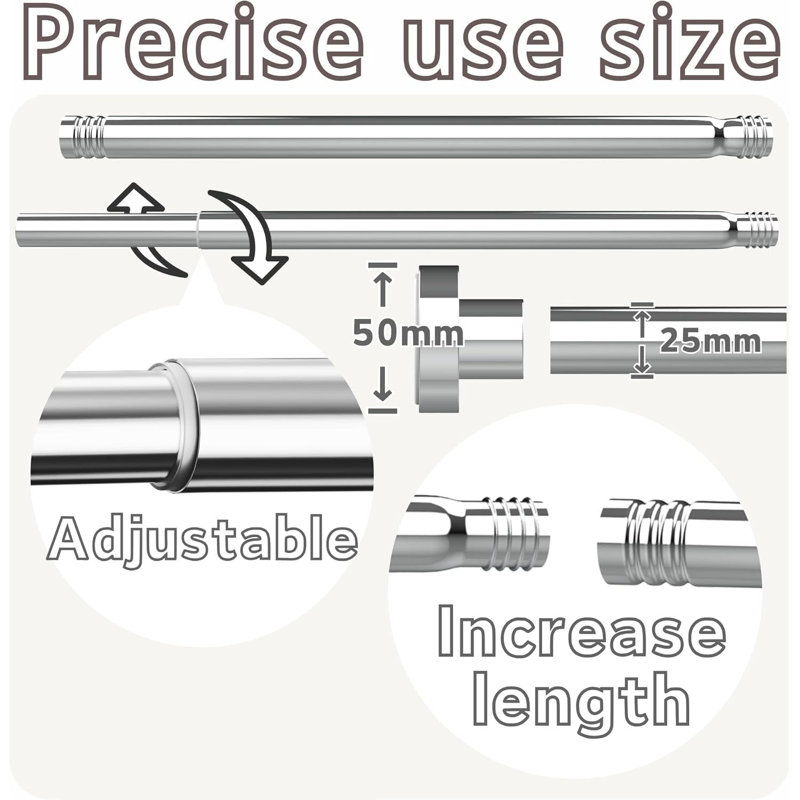 72cm Straight Shower Curtain Pole & Hook Set, Matte Black